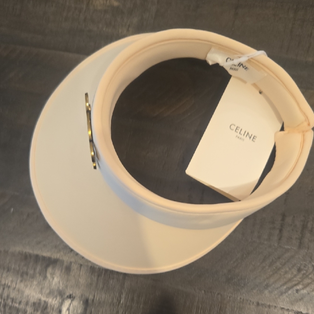 Celine Cream Visor with Gold Triomphe Plaque - Picture 5 of 8